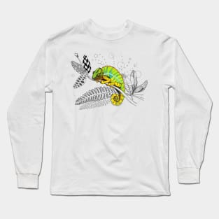 Colorful Panther Chameleon Doodle Long Sleeve T-Shirt
